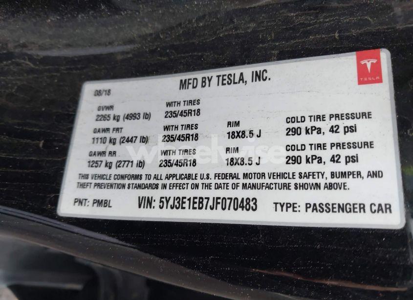 Photo 9 of 2018 Tesla Model 3 LONG RANGE/PERFORMANCE (VIN 5YJ3E1EB7JF070483)