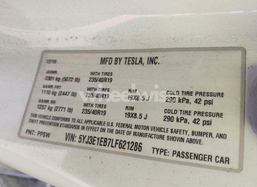 Photo 9 of 2020 Tesla Model 3 LONG RANGE DUAL MOTOR ALL-WHEEL DRIVE (VIN 5YJ3E1EB7LF621286)