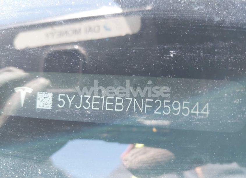 Photo 9 of 2022 Tesla Model 3 LONG RANGE DUAL MOTOR ALL-WHEEL DRIVE (VIN 5YJ3E1EB7NF259544)