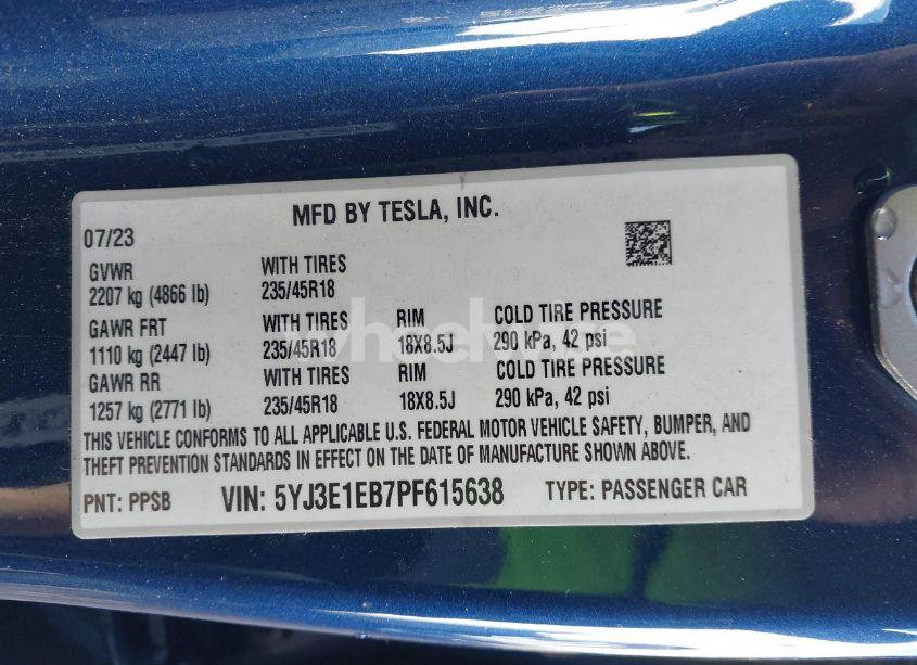 Photo 9 of 2023 Tesla Model 3 LONG RANGE DUAL MOTOR ALL-WHEEL DRIVE (VIN 5YJ3E1EB7PF615638)