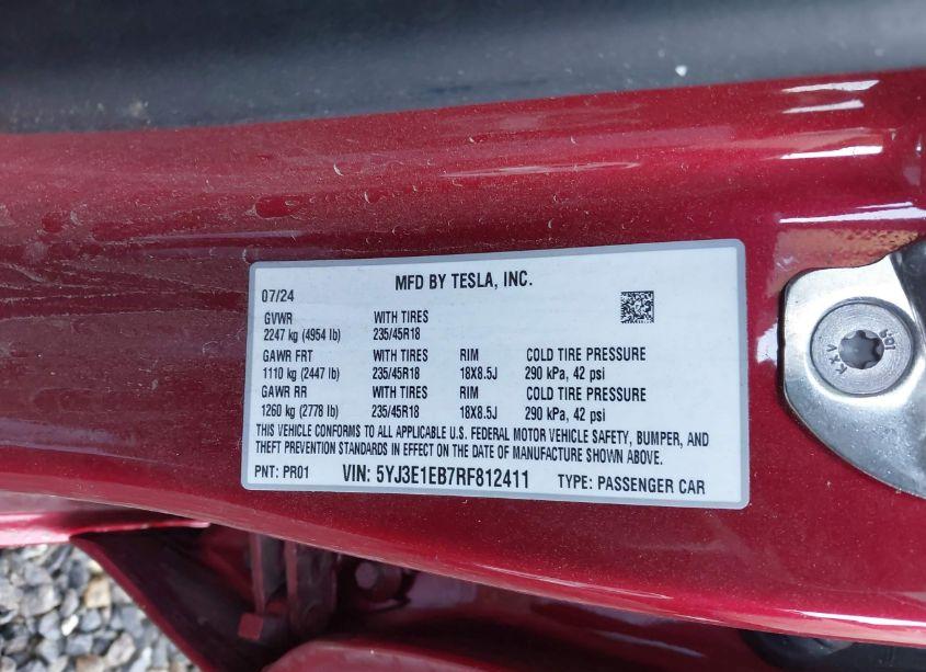 Photo 9 of 2024 Tesla Model 3 LONG RANGE DUAL MOTOR ALL-WHEEL DRIVE (VIN 5YJ3E1EB7RF812411)