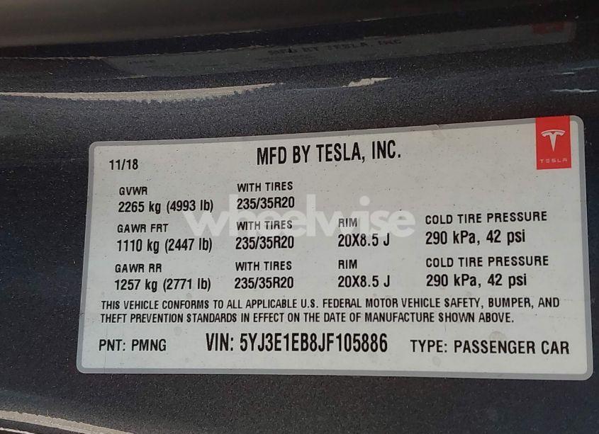 Photo 9 of 2018 Tesla Model 3 LONG RANGE/PERFORMANCE (VIN 5YJ3E1EB8JF105886)