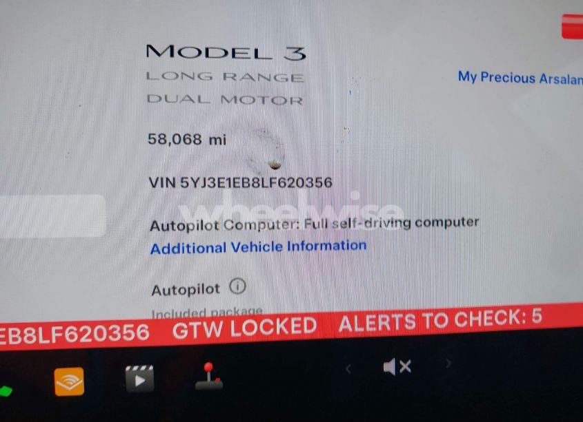 Photo 7 of 2020 Tesla Model 3 LONG RANGE DUAL MOTOR ALL-WHEEL DRIVE (VIN 5YJ3E1EB8LF620356)