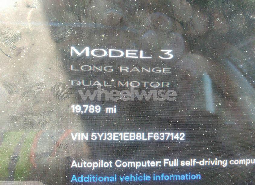 Photo 15 of 2020 Tesla Model 3 LONG RANGE DUAL MOTOR ALL-WHEEL DRIVE (VIN 5YJ3E1EB8LF637142)