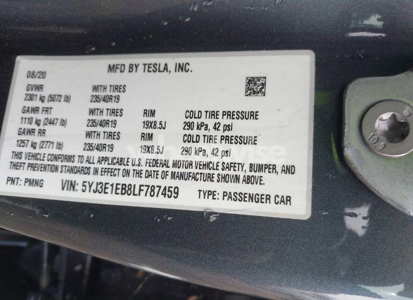 Photo 9 of 2020 Tesla Model 3 LONG RANGE DUAL MOTOR ALL-WHEEL DRIVE (VIN 5YJ3E1EB8LF787459)
