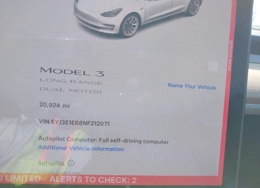 Photo 7 of 2022 Tesla Model 3 LONG RANGE DUAL MOTOR ALL-WHEEL DRIVE (VIN 5YJ3E1EB8NF212071)
