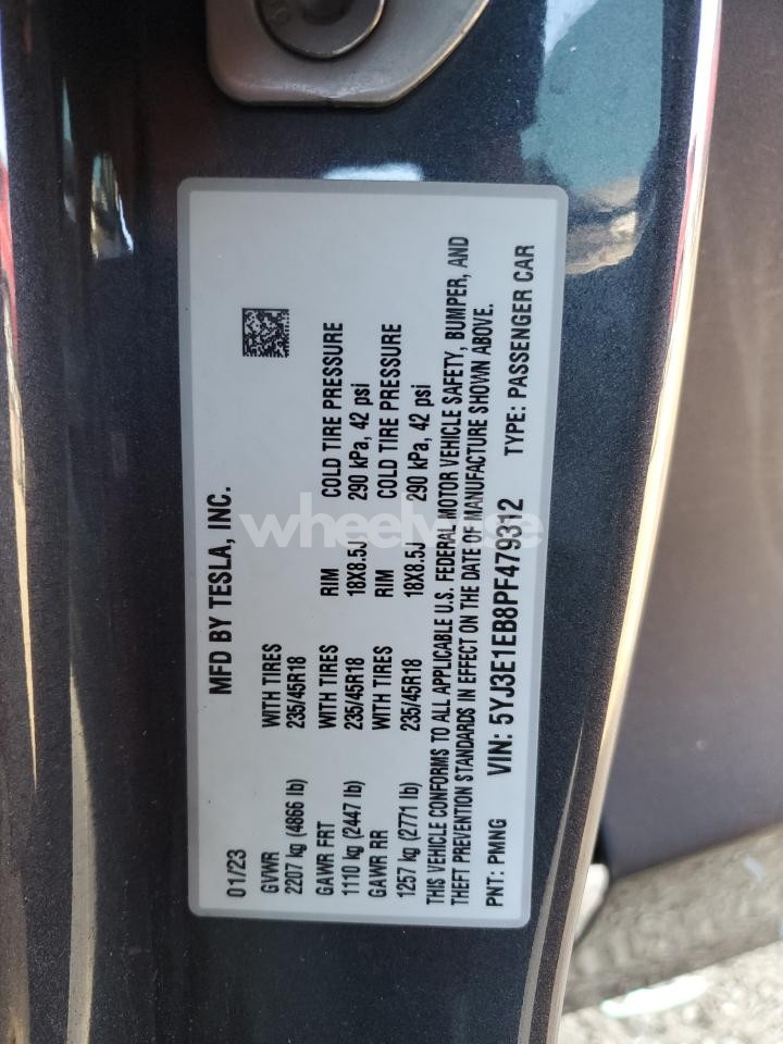 Photo 12 of 2023 TESLA MODEL 3 (VIN 5YJ3E1EB8PF479312)
