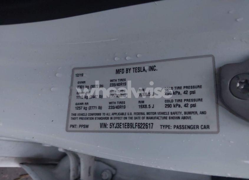 Photo 9 of 2020 Tesla Model 3 LONG RANGE DUAL MOTOR ALL-WHEEL DRIVE (VIN 5YJ3E1EB9LF622617)