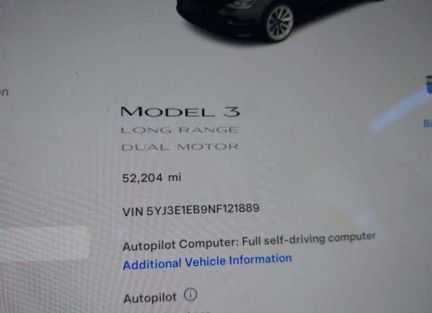 Photo 9 of 2022 Tesla Model 3 LONG RANGE DUAL MOTOR ALL-WHEEL DRIVE (VIN 5YJ3E1EB9NF121889)