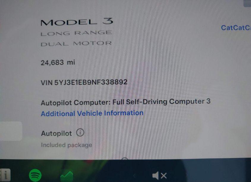 Photo 7 of 2022 Tesla Model 3 LONG RANGE DUAL MOTOR ALL-WHEEL DRIVE (VIN 5YJ3E1EB9NF338892)