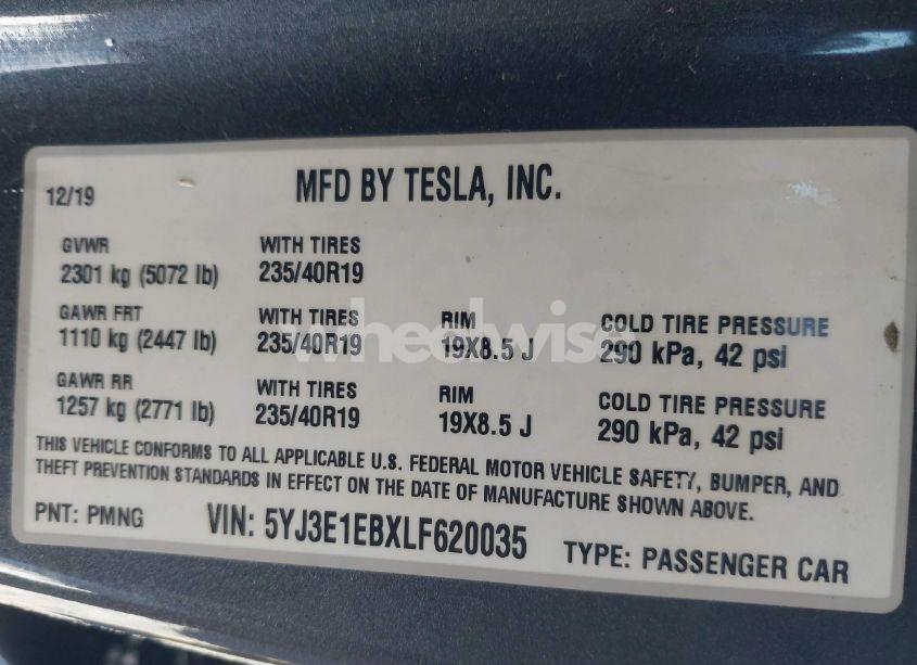 Photo 9 of 2020 Tesla Model 3 LONG RANGE DUAL MOTOR ALL-WHEEL DRIVE (VIN 5YJ3E1EBXLF620035)