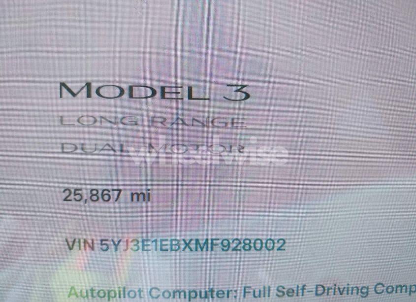 Photo 13 of 2021 Tesla Model 3 LONG RANGE DUAL MOTOR ALL-WHEEL DRIVE (VIN 5YJ3E1EBXMF928002)