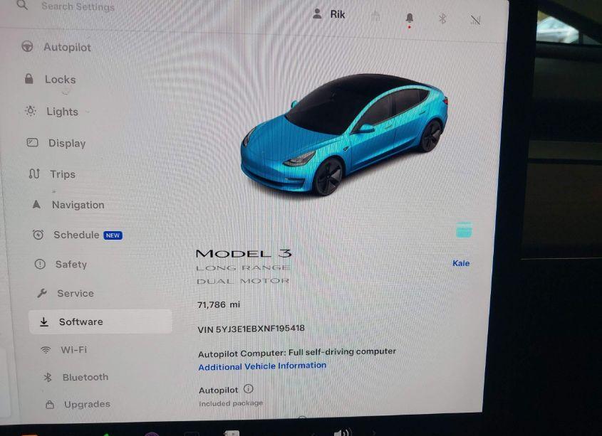 Photo 7 of 2022 Tesla Model 3 LONG RANGE DUAL MOTOR ALL-WHEEL DRIVE (VIN 5YJ3E1EBXNF195418)