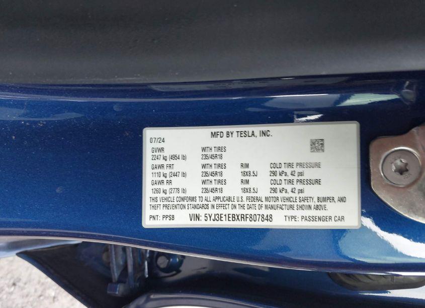 Photo 9 of 2024 Tesla Model 3 LONG RANGE DUAL MOTOR ALL-WHEEL DRIVE (VIN 5YJ3E1EBXRF807848)