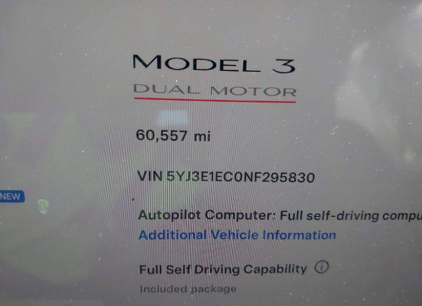 Photo 15 of 2022 Tesla Model 3 PERFORMANCE DUAL MOTOR ALL-WHEEL DRIVE (VIN 5YJ3E1EC0NF295830)