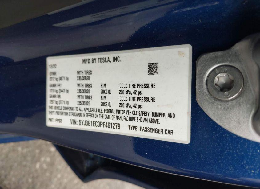 Photo 9 of 2023 Tesla Model 3 PERFORMANCE DUAL MOTOR ALL-WHEEL DRIVE (VIN 5YJ3E1EC0PF461279)