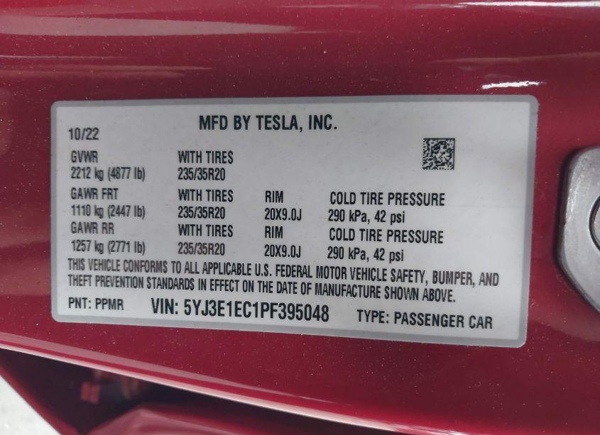 Photo 9 of 2023 Tesla Model 3 PERFORMANCE DUAL MOTOR ALL-WHEEL DRIVE (VIN 5YJ3E1EC1PF395048)