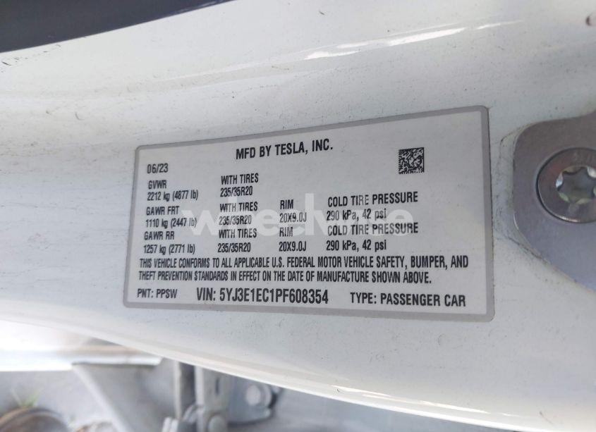 Photo 9 of 2023 Tesla Model 3 PERFORMANCE DUAL MOTOR ALL-WHEEL DRIVE (VIN 5YJ3E1EC1PF608354)