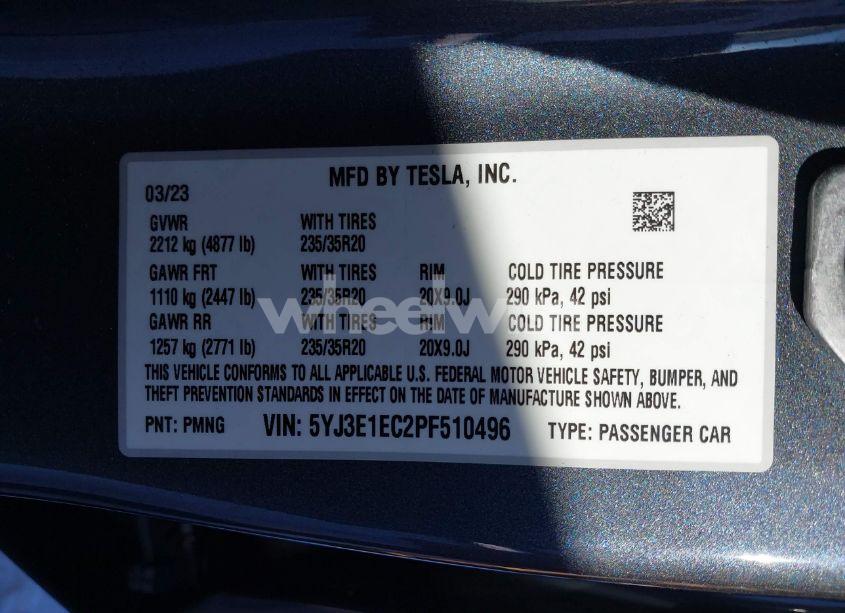 Photo 9 of 2023 Tesla Model 3 PERFORMANCE DUAL MOTOR ALL-WHEEL DRIVE (VIN 5YJ3E1EC2PF510496)