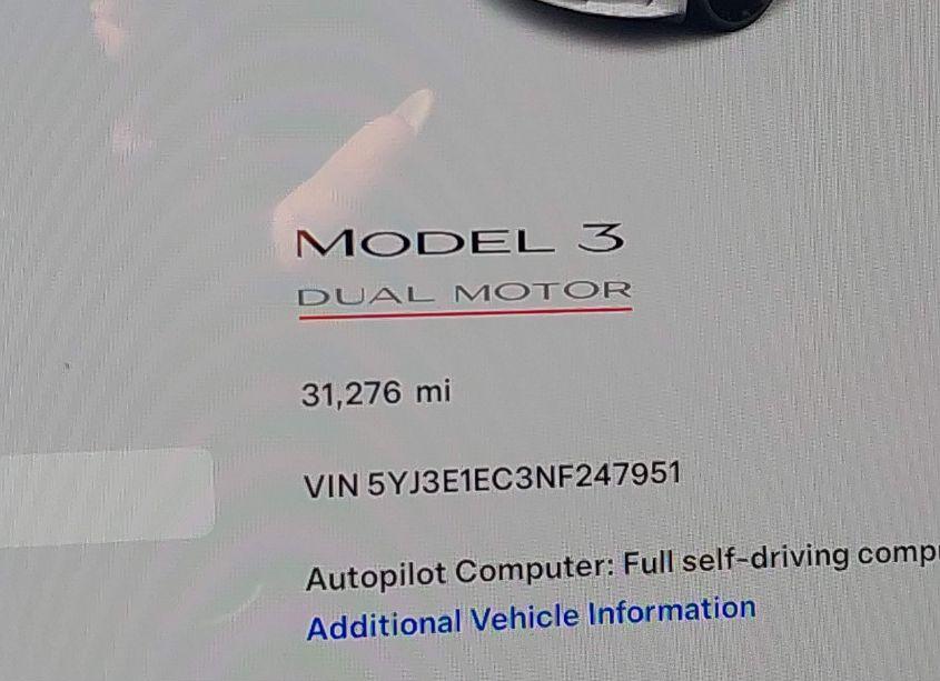 Photo 16 of 2022 Tesla Model 3 PERFORMANCE DUAL MOTOR ALL-WHEEL DRIVE (VIN 5YJ3E1EC3NF247951)