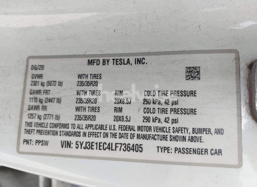Photo 9 of 2020 Tesla Model 3 PERFORMANCE DUAL MOTOR ALL-WHEEL DRIVE (VIN 5YJ3E1EC4LF736405)