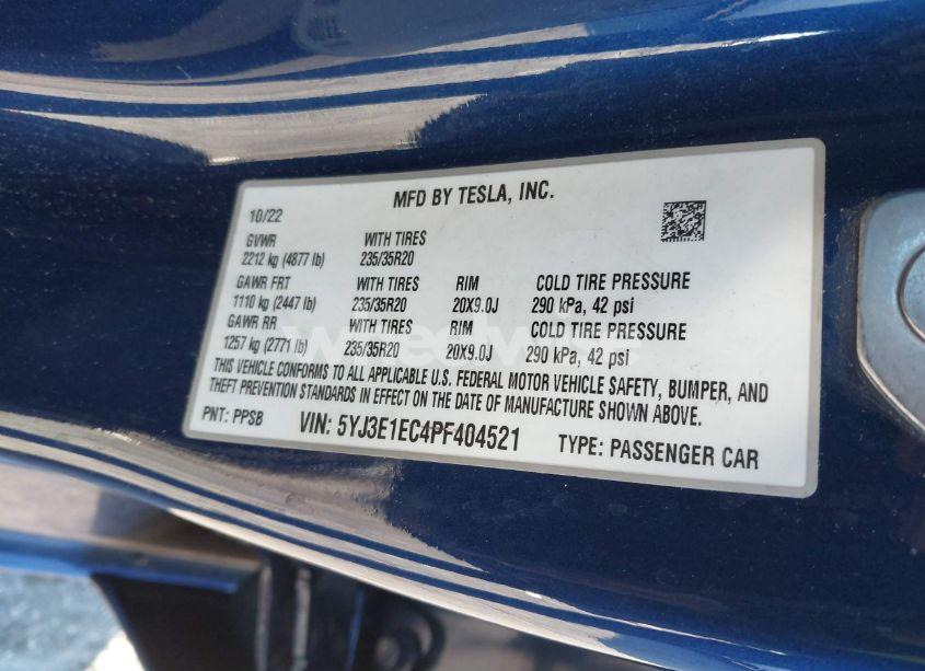 Photo 9 of 2023 Tesla Model 3 PERFORMANCE DUAL MOTOR ALL-WHEEL DRIVE (VIN 5YJ3E1EC4PF404521)