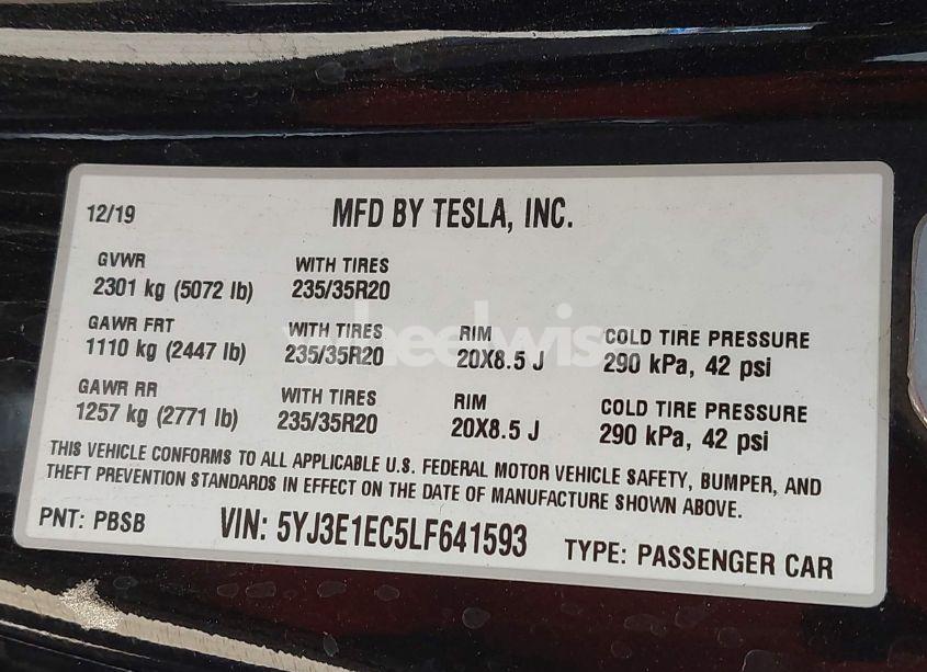 Photo 9 of 2020 Tesla Model 3 PERFORMANCE DUAL MOTOR ALL-WHEEL DRIVE (VIN 5YJ3E1EC5LF641593)