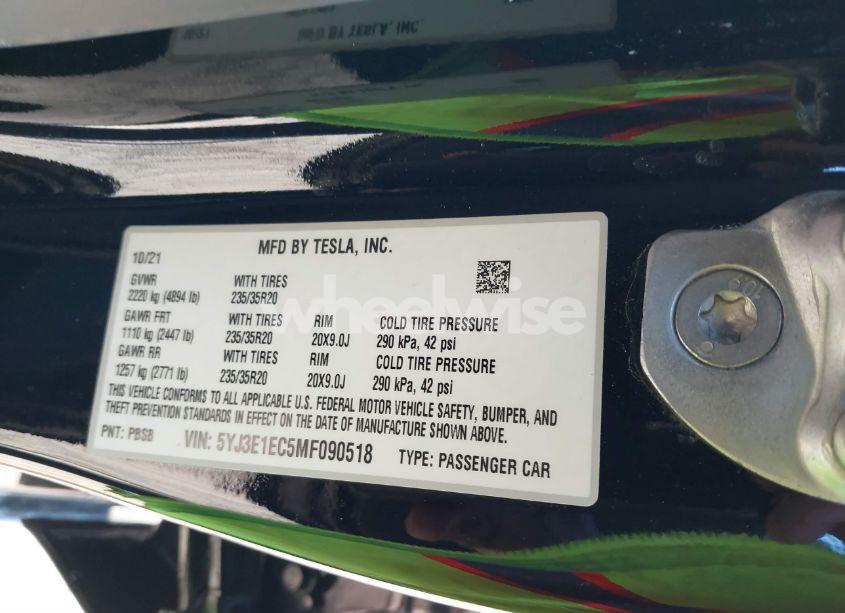 Photo 9 of 2021 Tesla Model 3 PERFORMANCE DUAL MOTOR ALL-WHEEL DRIVE (VIN 5YJ3E1EC5MF090518)