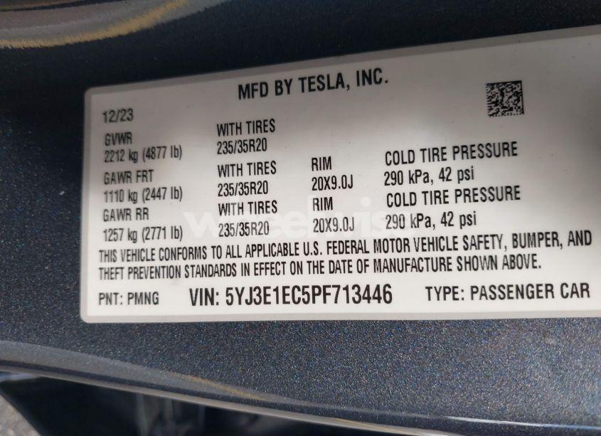 Photo 9 of 2023 Tesla Model 3 PERFORMANCE DUAL MOTOR ALL-WHEEL DRIVE (VIN 5YJ3E1EC5PF713446)