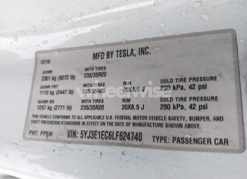 Photo 9 of 2020 Tesla Model 3 PERFORMANCE DUAL MOTOR ALL-WHEEL DRIVE (VIN 5YJ3E1EC6LF624740)