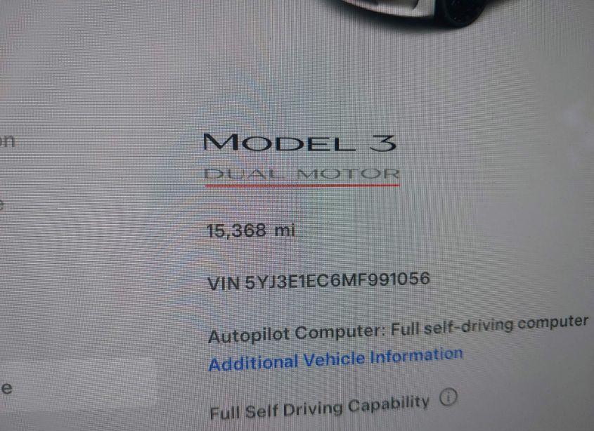 Photo 7 of 2021 Tesla Model 3 PERFORMANCE DUAL MOTOR ALL-WHEEL DRIVE (VIN 5YJ3E1EC6MF991056)