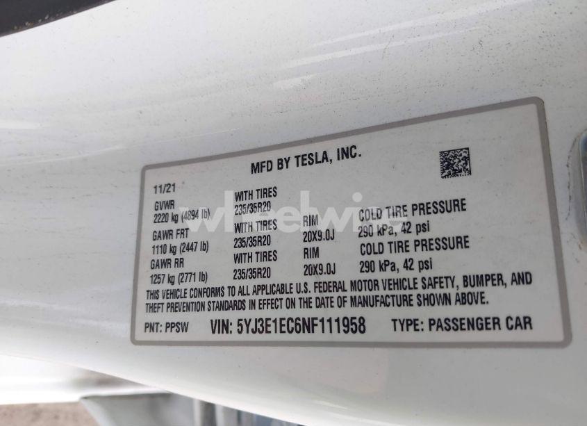 Photo 9 of 2022 Tesla Model 3 PERFORMANCE DUAL MOTOR ALL-WHEEL DRIVE (VIN 5YJ3E1EC6NF111958)