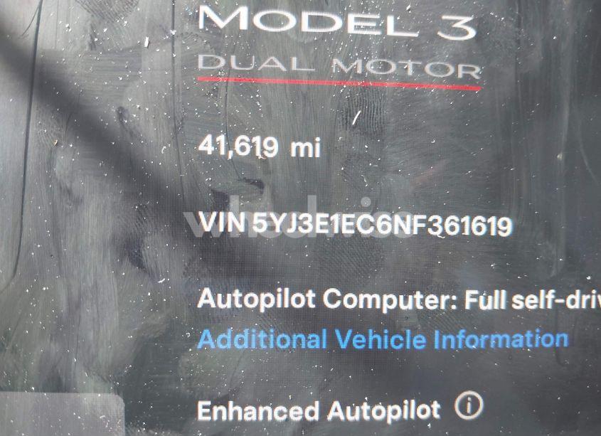 Photo 7 of 2022 Tesla Model 3 PERFORMANCE DUAL MOTOR ALL-WHEEL DRIVE (VIN 5YJ3E1EC6NF361619)