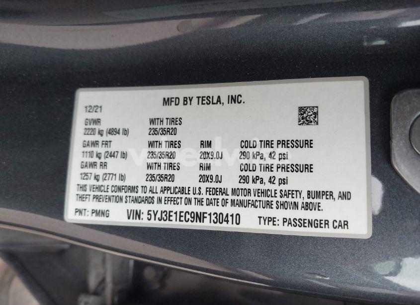 Photo 9 of 2022 Tesla Model 3 PERFORMANCE DUAL MOTOR ALL-WHEEL DRIVE (VIN 5YJ3E1EC9NF130410)