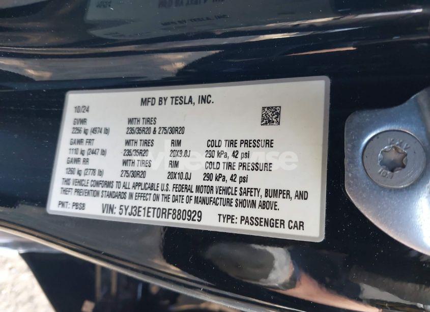 Photo 9 of 2024 Tesla Model 3 PERFORMANCE ALL-WHEEL DRIVE (VIN 5YJ3E1ET0RF880929)