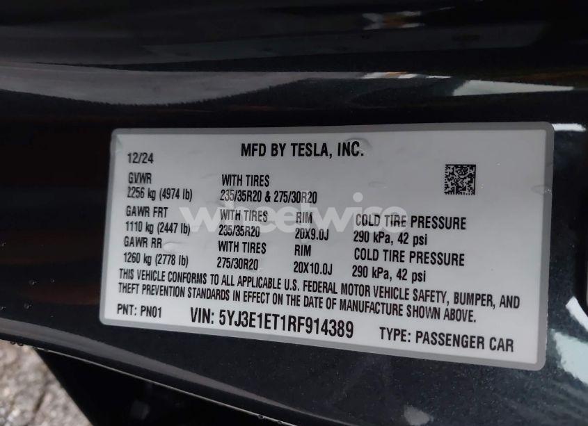 Photo 9 of 2024 Tesla Model 3 PERFORMANCE ALL-WHEEL DRIVE (VIN 5YJ3E1ET1RF914389)