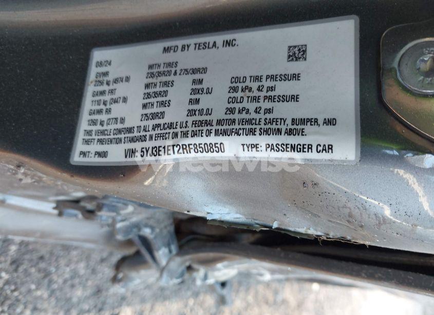Photo 9 of 2024 Tesla Model 3 PERFORMANCE ALL-WHEEL DRIVE (VIN 5YJ3E1ET2RF850850)