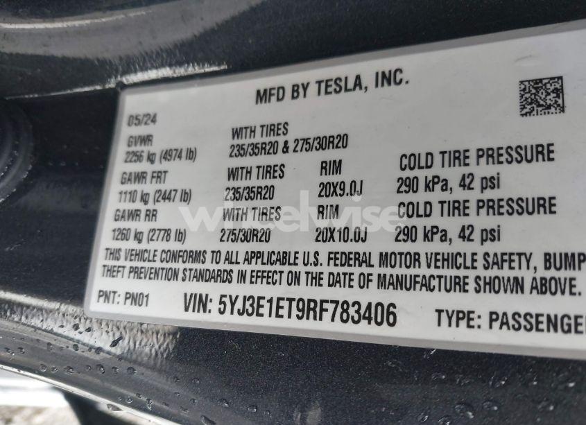 Photo 9 of 2024 Tesla Model 3 PERFORMANCE ALL-WHEEL DRIVE (VIN 5YJ3E1ET9RF783406)
