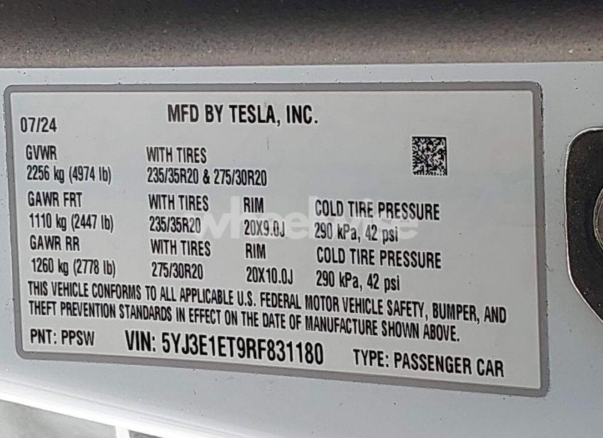 Photo 9 of 2024 Tesla Model 3 PERFORMANCE ALL-WHEEL DRIVE (VIN 5YJ3E1ET9RF831180)