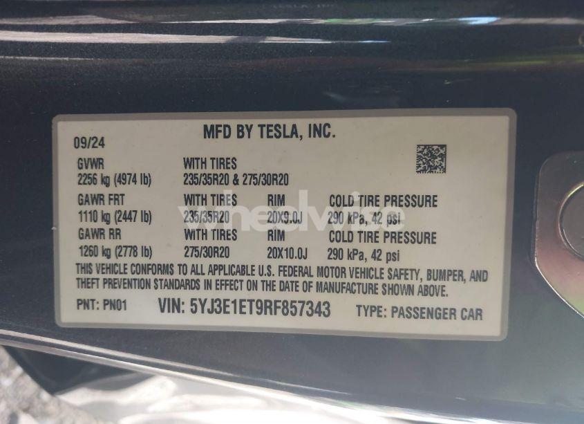 Photo 9 of 2024 Tesla Model 3 PERFORMANCE (VIN 5YJ3E1ET9RF857343)