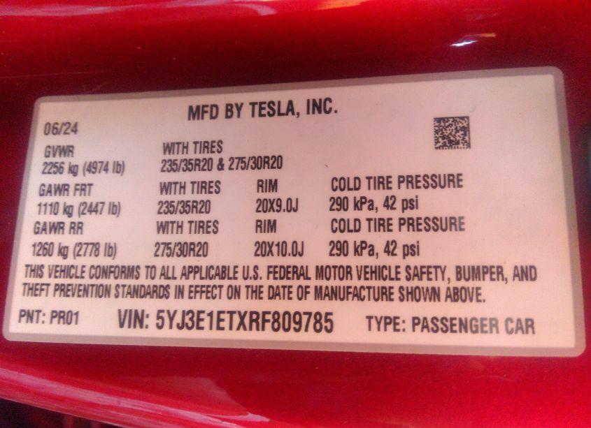 Photo 9 of 2024 Tesla Model 3 PERFORMANCE ALL-WHEEL DRIVE (VIN 5YJ3E1ETXRF809785)