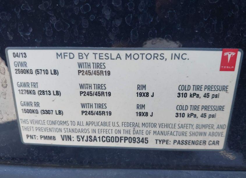 Photo 9 of 2013 Tesla Model S (VIN 5YJSA1CG0DFP09345)