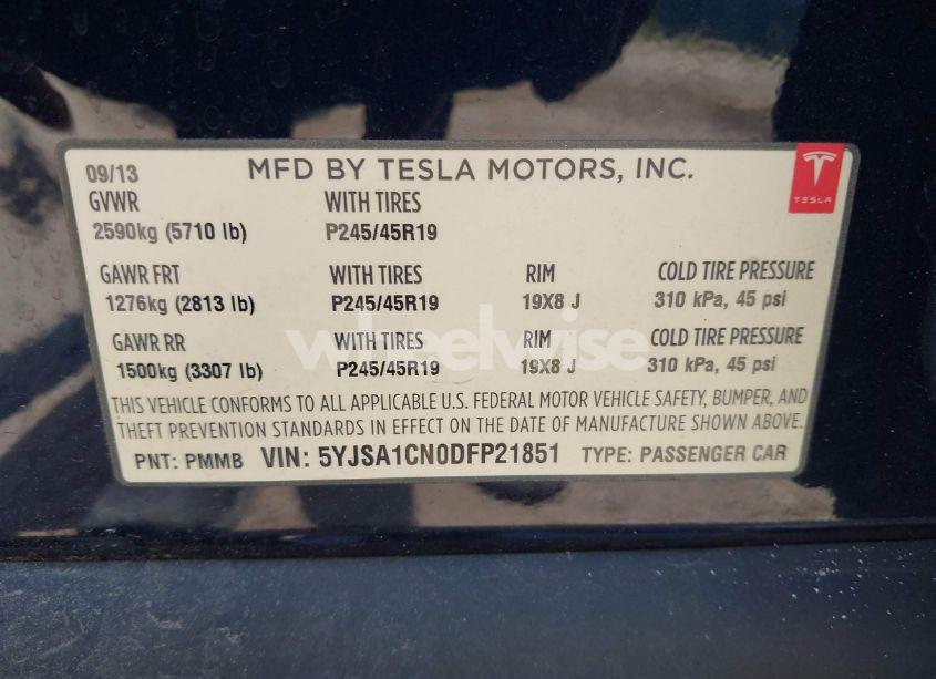 Photo 9 of 2013 Tesla Model S (VIN 5YJSA1CN0DFP21851)