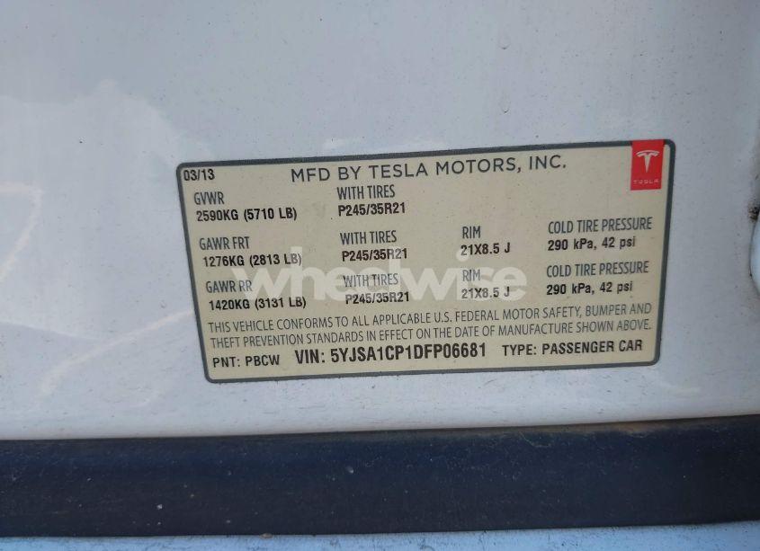 Photo 9 of 2013 Tesla Model S PERFORMANCE (VIN 5YJSA1CP1DFP06681)