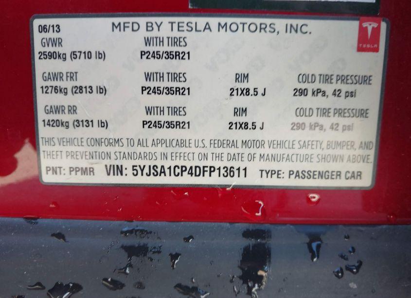 Photo 9 of 2013 Tesla Model S PERFORMANCE (VIN 5YJSA1CP4DFP13611)