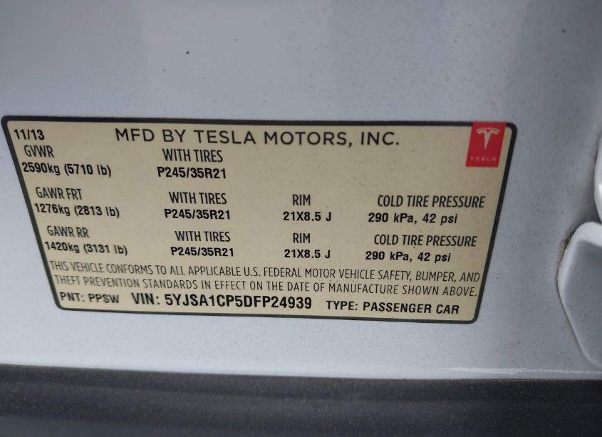 Photo 9 of 2013 Tesla Model S PERFORMANCE (VIN 5YJSA1CP5DFP24939)