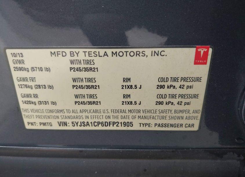Photo 9 of 2013 Tesla Model S PERFORMANCE (VIN 5YJSA1CP6DFP21905)