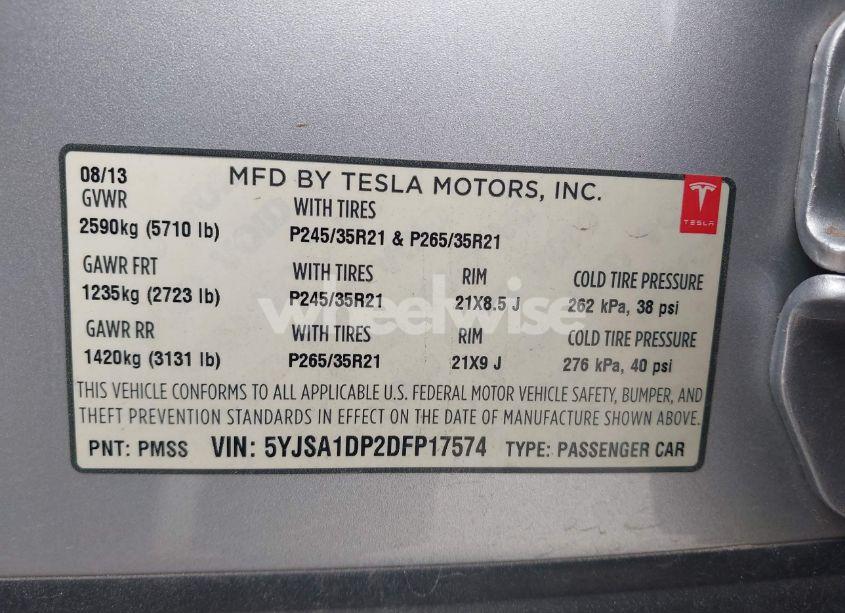 Photo 9 of 2013 Tesla Model S PERFORMANCE (VIN 5YJSA1DP2DFP17574)