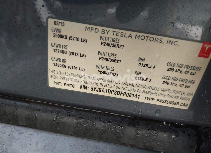 Photo 9 of 2013 Tesla Model S PERFORMANCE (VIN 5YJSA1DP3DFP08141)