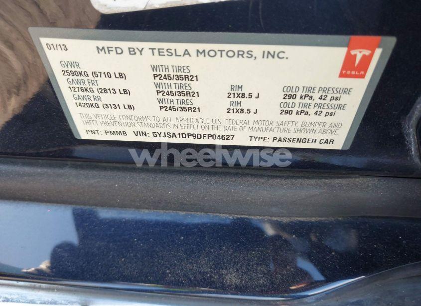 Photo 9 of 2013 Tesla Model S PERFORMANCE (VIN 5YJSA1DP9DFP04627)